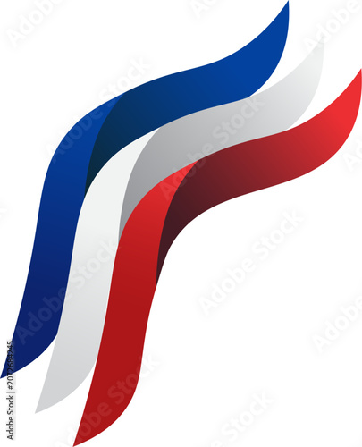 Abstract France Flag Waving Ribbon Logo Design