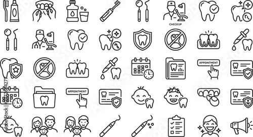 Foto Dental and oral healthcare illustrated icon set collection