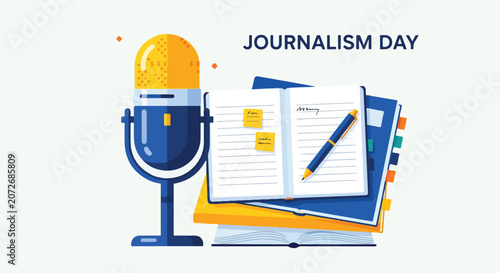 Εκτύπωση καμβά Journalism Day illustration with a microphone