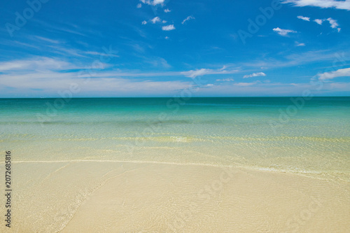 
KOH SAMUI, THAILAND - June 23,2026: Beautiful beach. View of nice tropical beach with white sand ,blue sea and blue sky. Holiday and vacation concept. Tropical beach Chaweng Noi beach, Samui. This wa