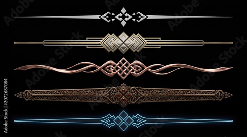 Intricate Decorative Borders Charting Forgotten Realms Across Five Ancient Epic Fantasy Sagas