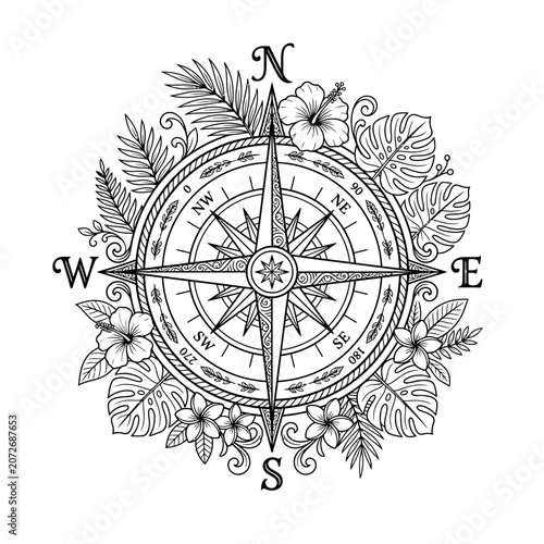 Tropical Compass Illustration