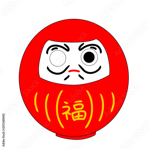 One-eyed Daruma doll  lucky charm illustration 
片目だるま　縁起物　イラスト