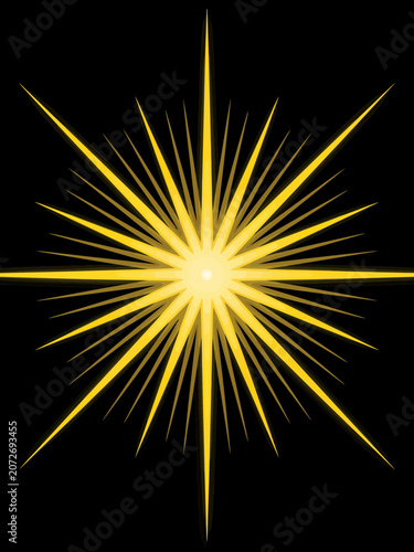 Golden Starburst on Black Background