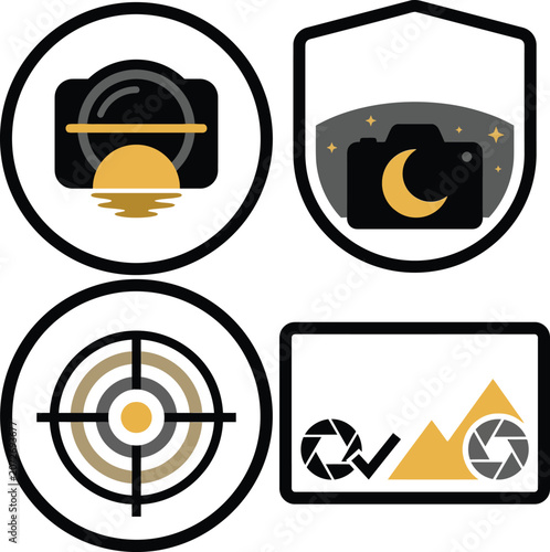 Achievement badges illustration for photography awards and recognition