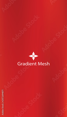 Vibrant red gradient mesh with subtle floral and text overlay