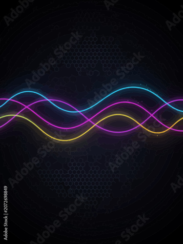 Neon Waves on Dark Background