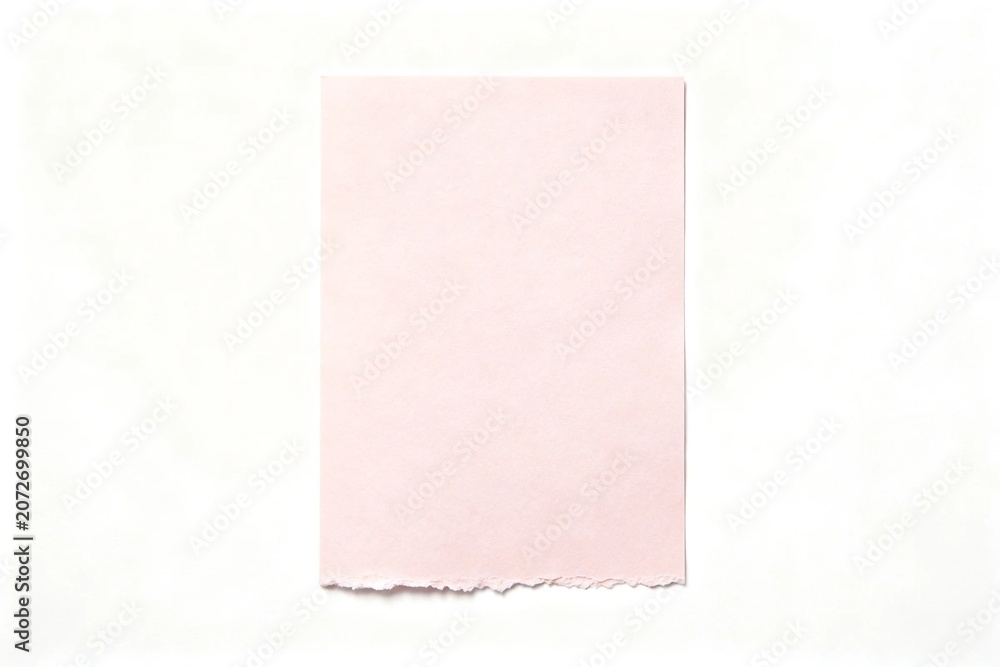 Fototapeta premium Torn Pink Paper Sheet on White Background