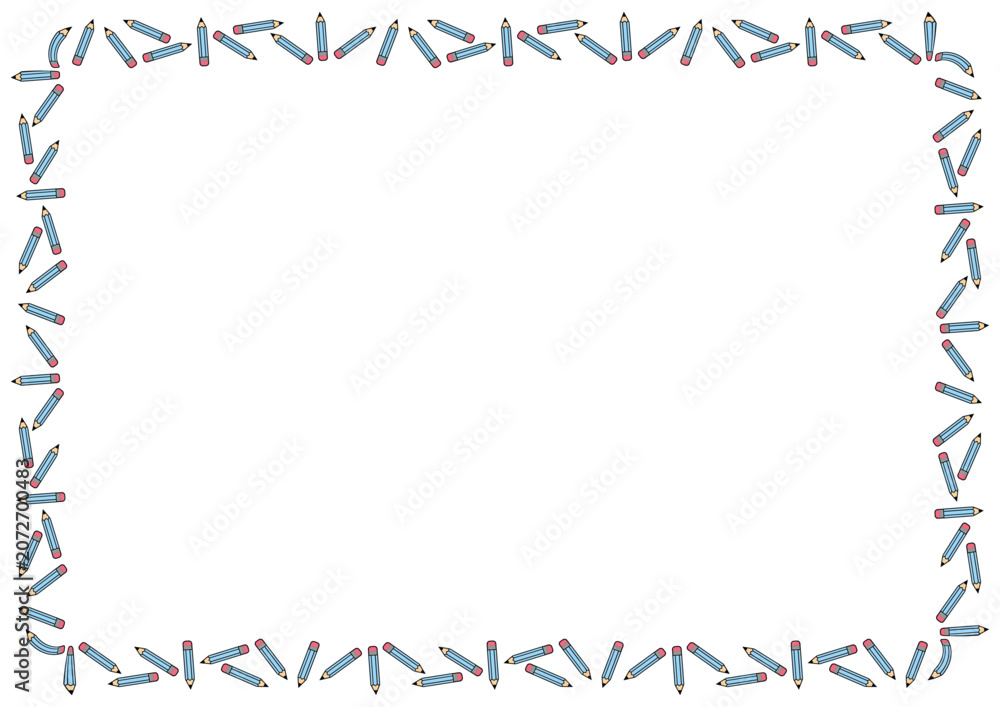Obraz premium School Pencil Border Frame Illustration, vector design