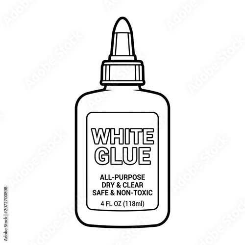White glue bottle, all-purpose, dry and clear formulation.