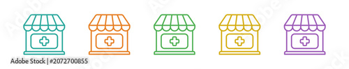 Quadro su tela Pharmacy Icon Set Multiple Style Collection