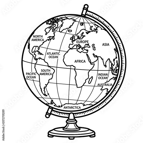 Outline Globe World Map