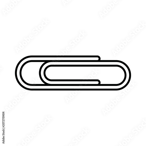 Simple metallic paperclip icon on white background