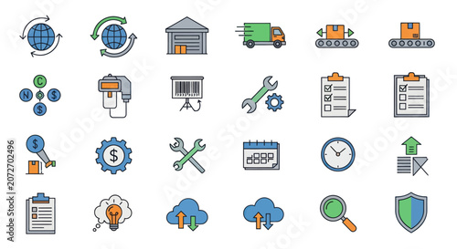 Collection of Business and Logistics Icons.