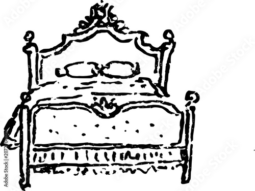 Hand Drawn Princess Bed Vector Drawing