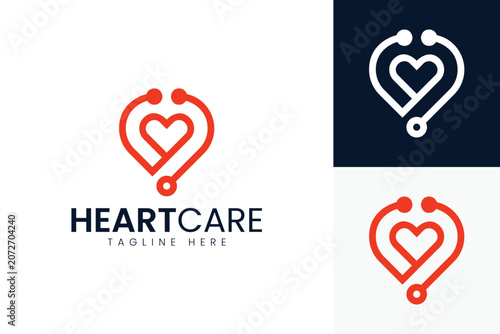 Фотография Line Art Heart Cross Healthcare Logo Template