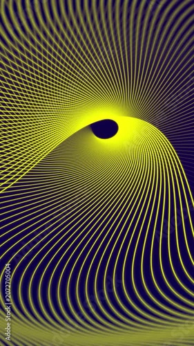 Abstract yellow neon wave lines motion background
