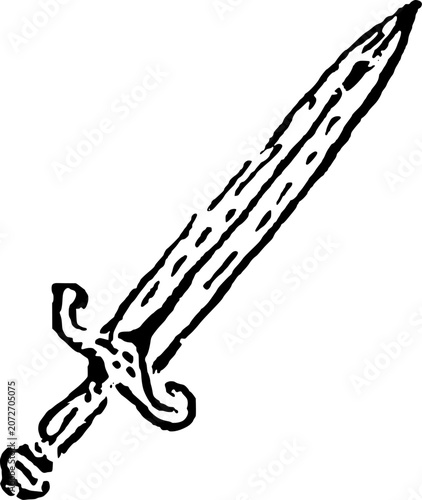 Hand Drawn Sword Vector Line Art
