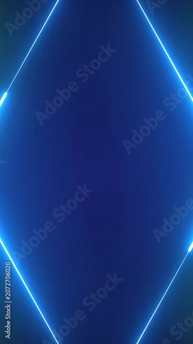 Neon blue diamond frame glowing light abstract background