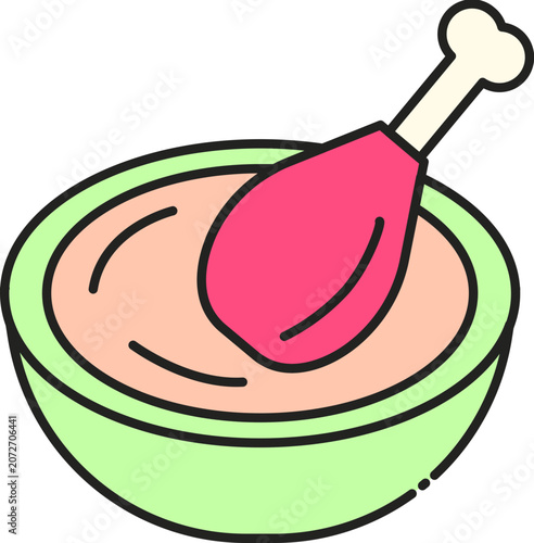 A cooked chicken leg is served in a bowl, symbolizing a delicious meal and culinary delight