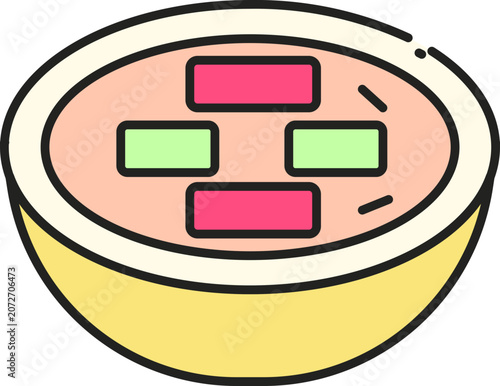 Colorful Vegetable Soup Bowl Minimalist Vector Illustration for Healthy Eating and Culinary Design