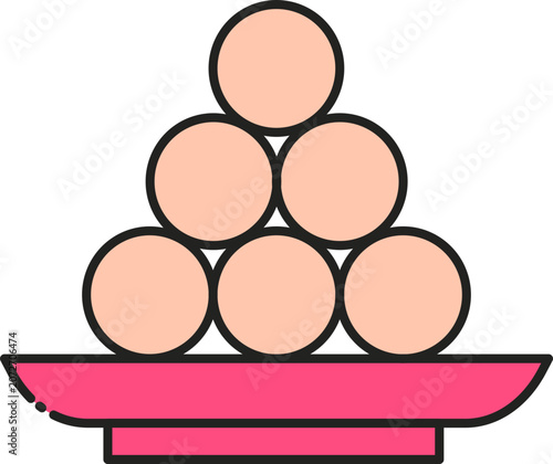 Sweet Delicacy Stacked Laddu on a Plate, a Traditional Indian Festive Treat
