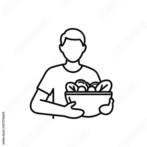 Healthy Man Holding a Bowl of Fresh Salad for Nutrition Concept