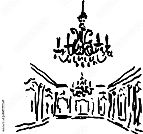 Hand Drawn Royal Ballroom Vector Illustration