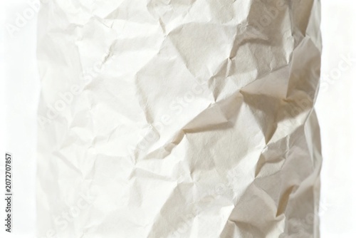 Close-up of Crumpled White Paper Texture