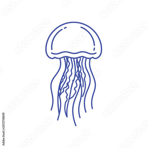Jellyfish Outline Drawing Isolated on White Background