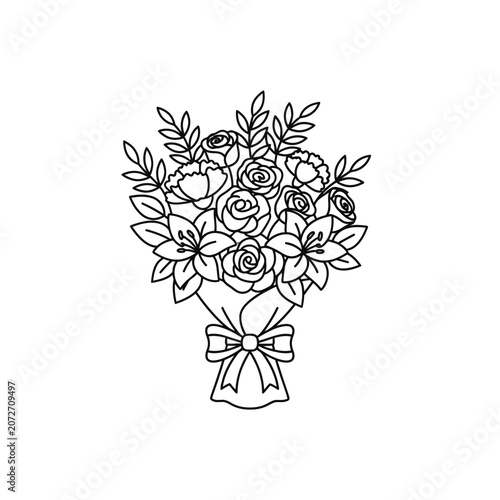 Bouquet of Beautiful Flowers for Greeting Cards and Wedding Decor