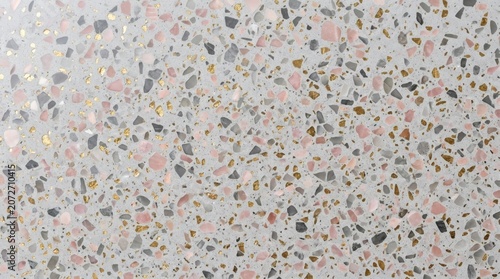 Elegant Terrazzo Texture with Pink and Gold Fragments