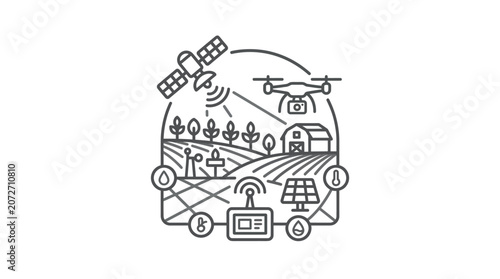Integrated smart agriculture network with satellite and drone.