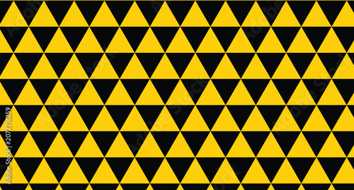 Seamless Yellow Triangle Warning Sign Geometric Pattern Vector Hazard Safety Texture with Traffic Caution Symbols and Abstract Decorative Design Illustration