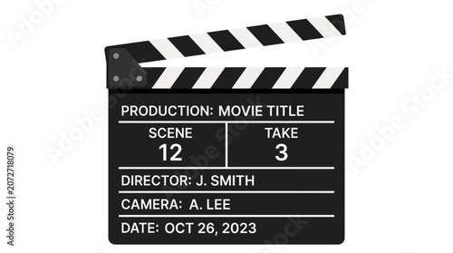 Film Clapperboard with Black and White Stripes - Movie Production Equipment