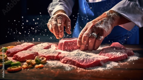 Chef Hands Seasoning Raw Beef Steaks