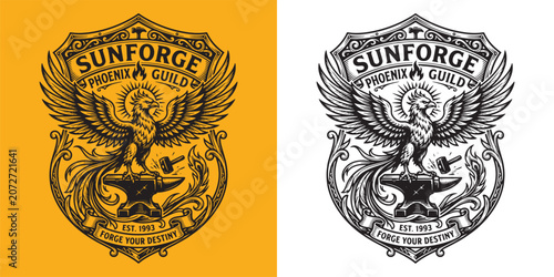 Konstfotografi Sunforge Phoenix Guild Blacksmith Anvil Emblem