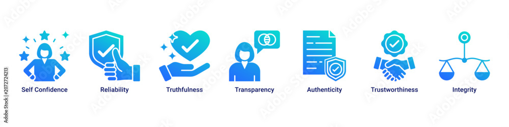 Ταπετσαρία Trusted Image web banner icon vector illustration with icons of Self Confidence,
