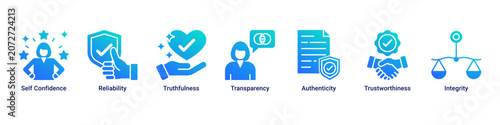 Obraz na plátně Trusted Image web banner icon vector illustration with icons of Self Confidence,