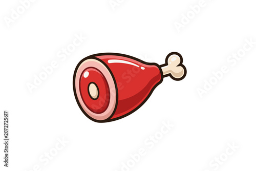 Cartoon Meat on the Bone Vector Illustration - Isolated Ham, Steak, or Leg of Lamb Icon
