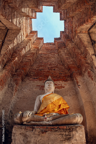 Prasat Nakhon Luang archaeological site, famous ancient Buddhist temple ruin in Ayutthaya, Thailand.