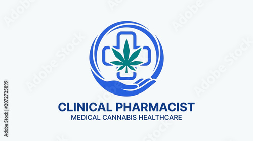 A professional emblem representing medical cannabis healthcare, integrating pharmaceutical care with natural remedies, symbolizing health support and well-being through responsible clinical practice