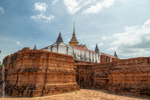 Prasat Nakhon Luang archaeological site, famous ancient Buddhist temple ruin in Ayutthaya, Thailand.