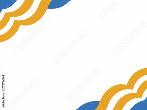 Abstract design with blue and yellow curved lines on white background Abstract