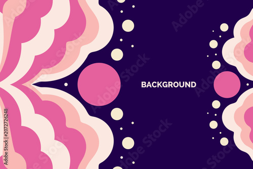 Vibrant pink and purple abstract background with wavy shapes and dots, colorful design element for creative projects background
