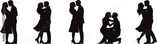 Photos Romantic Couple Silhouette Set Showing Love, Affection, and Intimate Moments in