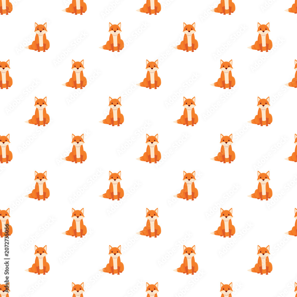 Obraz premium Orange foxes sitting on a white background creating a seamless digital pattern