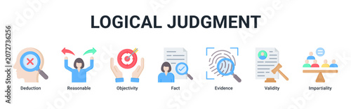 Obraz na płótnie Logical Judgment web banner icon vector illustration with icons of Deduction, Re