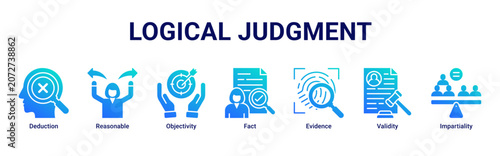 Foto Logical Judgment web banner icon vector illustration with icons of Deduction, Re