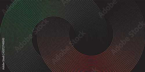 Abstract Green and Orange Interlocking Waves on Black Background